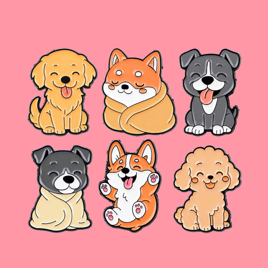 Cute Cartoon Dog Enamel Lapel Pins
