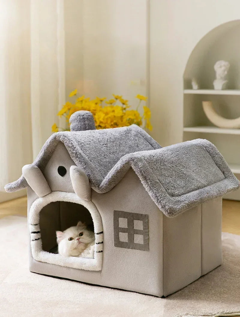 Soft Enclosed Pet House Bed with Removable Cover
