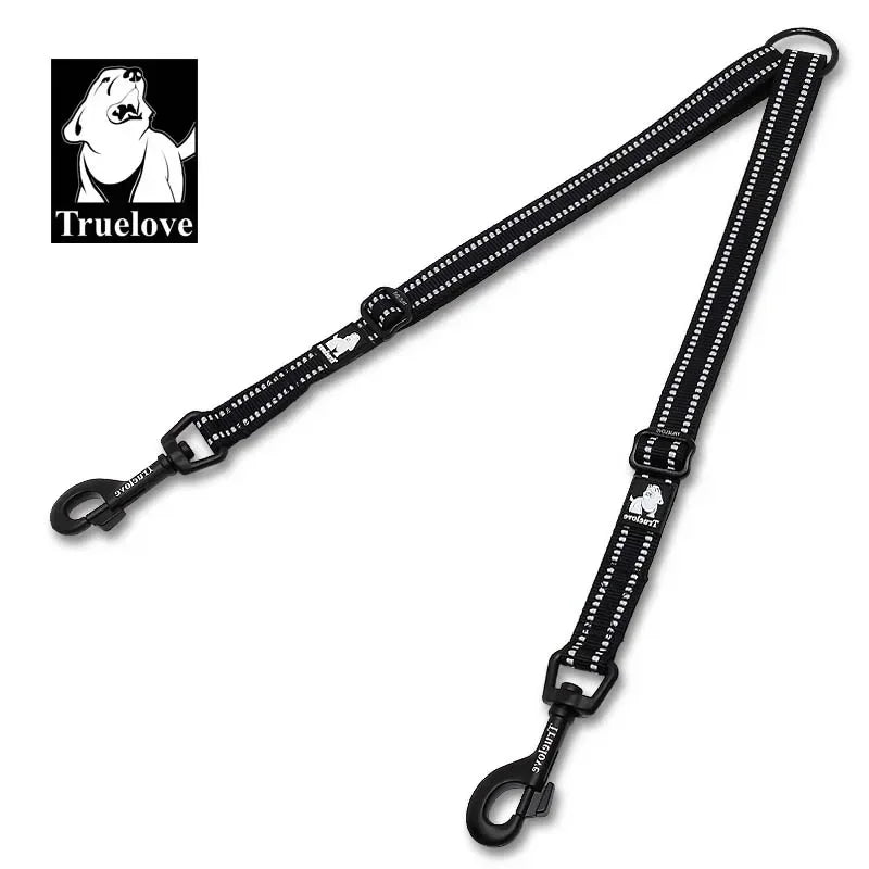 TRUELOVE Reflective Double Dog Leash TLL2371 – Adjustable No-Tangle Coupler for Two Dogs