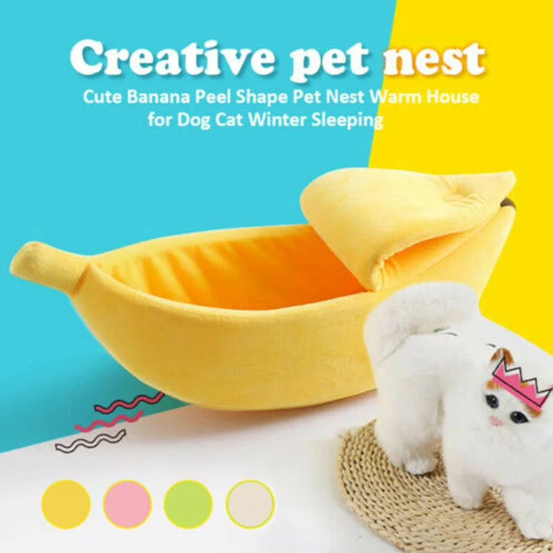 Cute Banana-Shaped Plush Pet House Bed