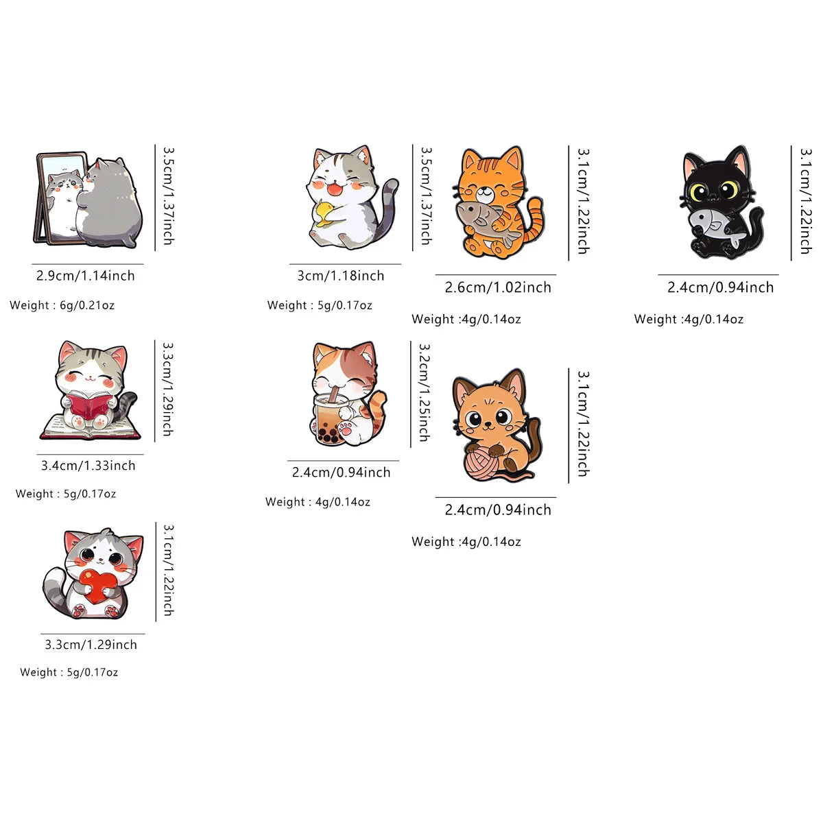 Cute Cat Series Enamel Lapel Pins
