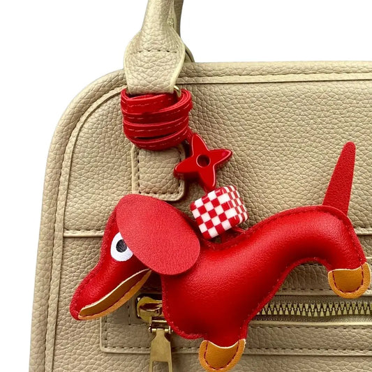 12-Color Dachshund Leather Keychain Bag Charm