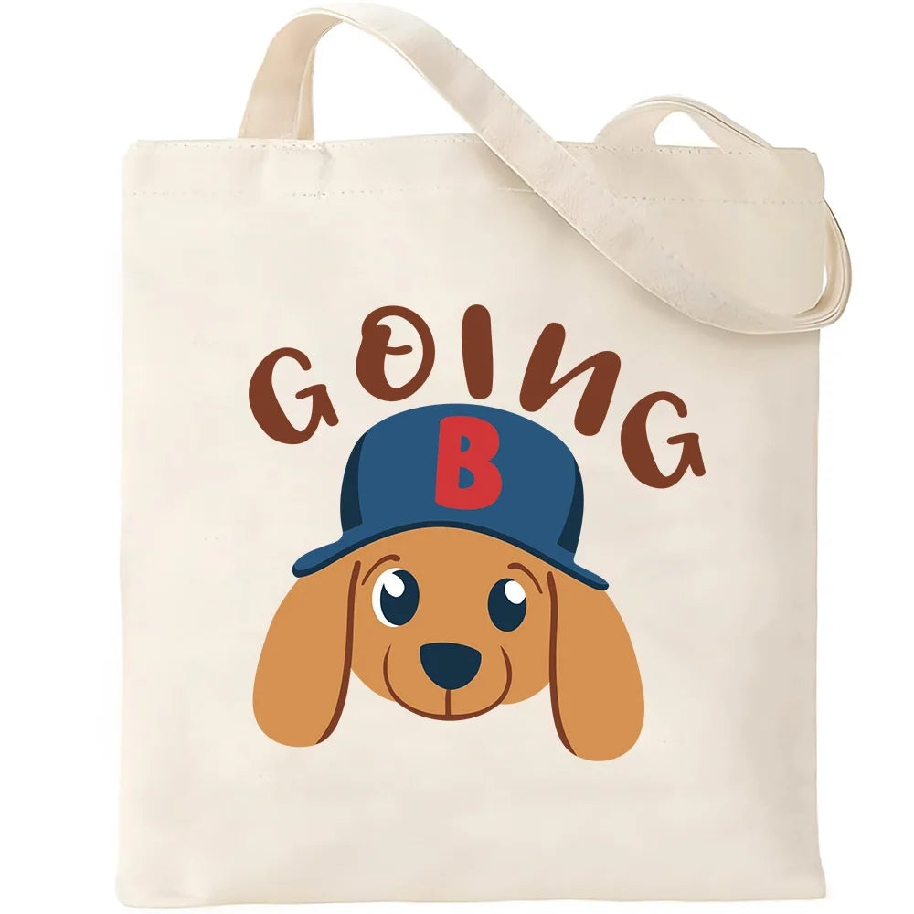 Cute Pet Dog Printed Canvas Tote Bag – Eco-Friendly Large Capacity Handbag for Shopping, Books, Laptop & Essentials