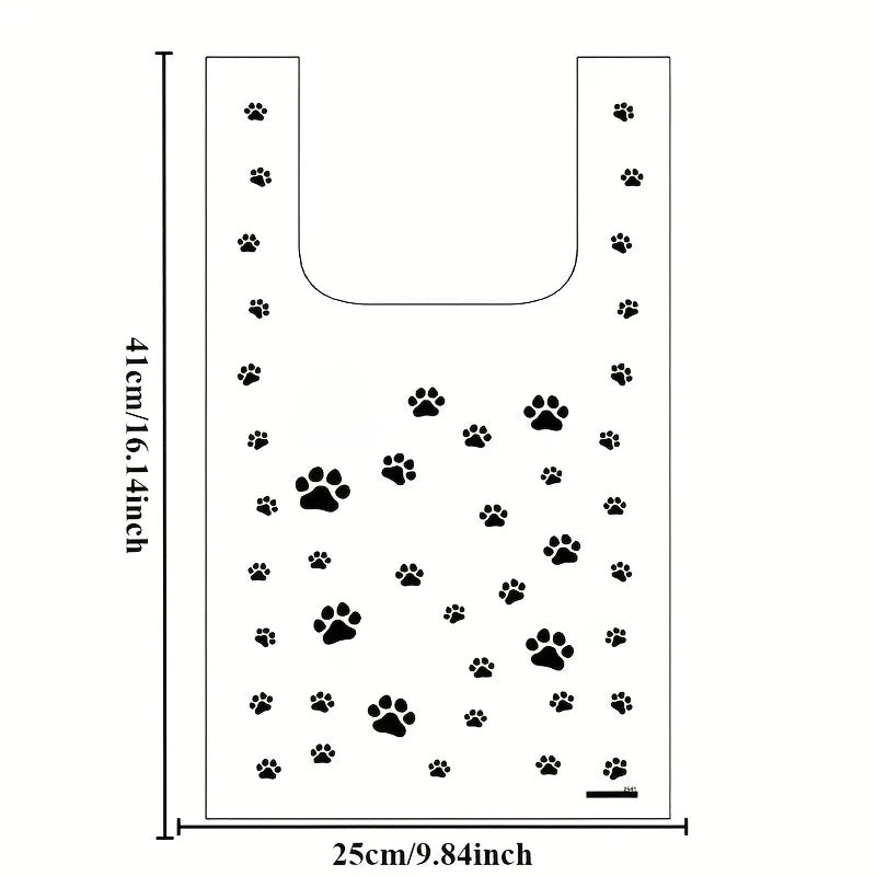 Paw Print Disposable Plastic Bags with Handles – 30pcs