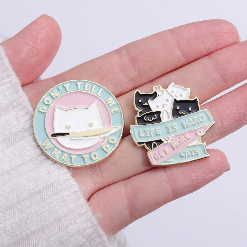 Cute Cartoon Cat Enamel Lapel Pin