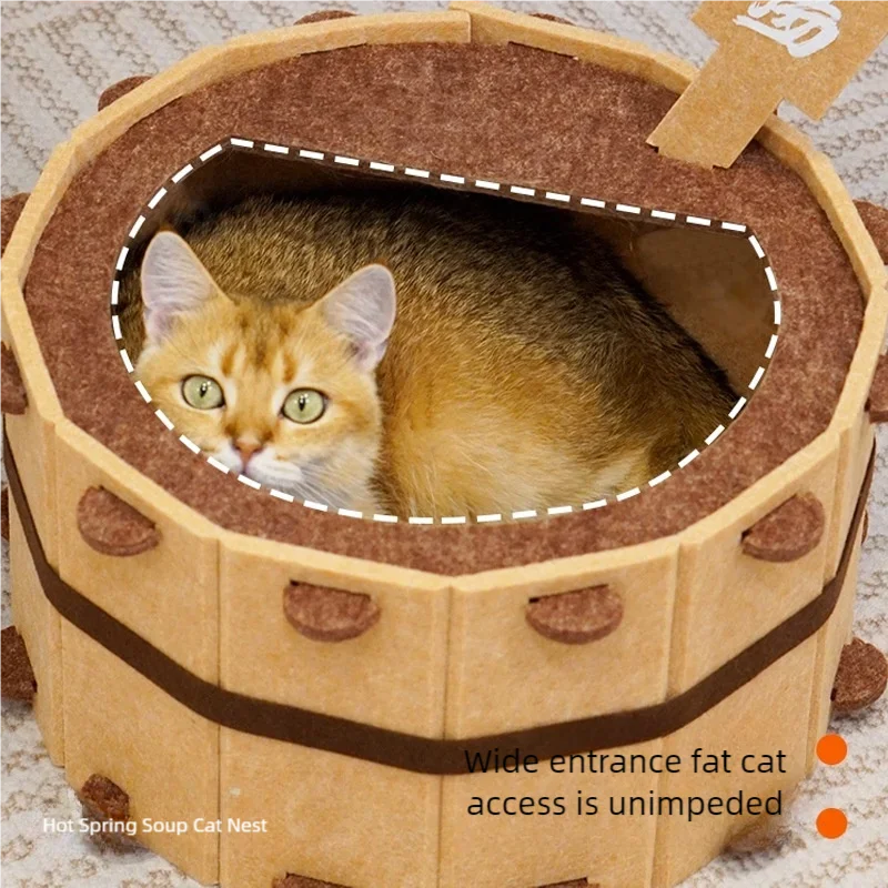 Felt Cat Bed – Semi-Enclosed, All-Season Cozy Cat House