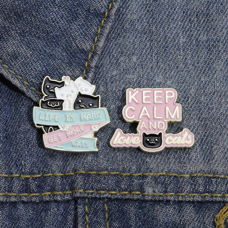 Cute Cartoon Cat Enamel Lapel Pin