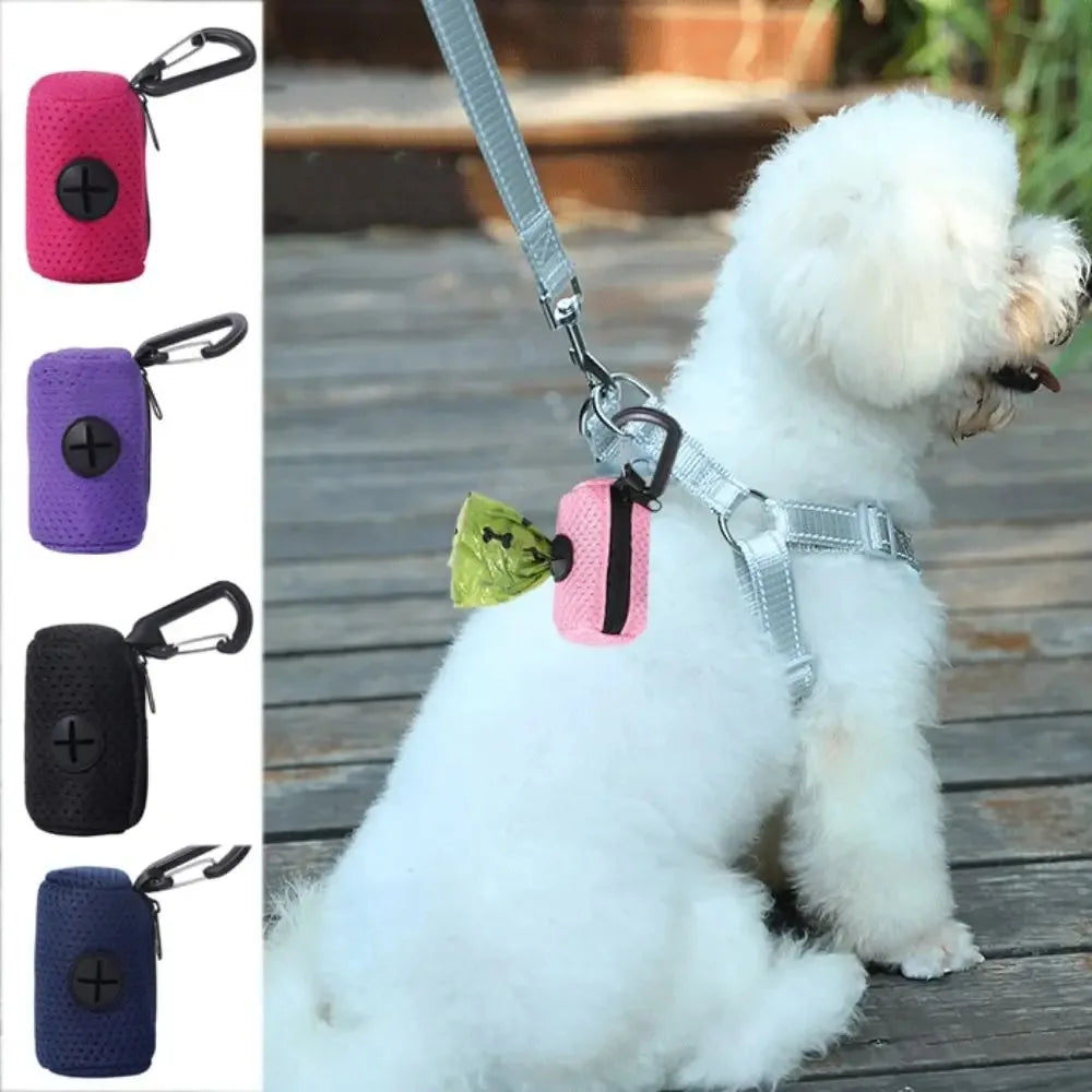 Portable Mesh Dog Poo Bags Dispenser with Buckle