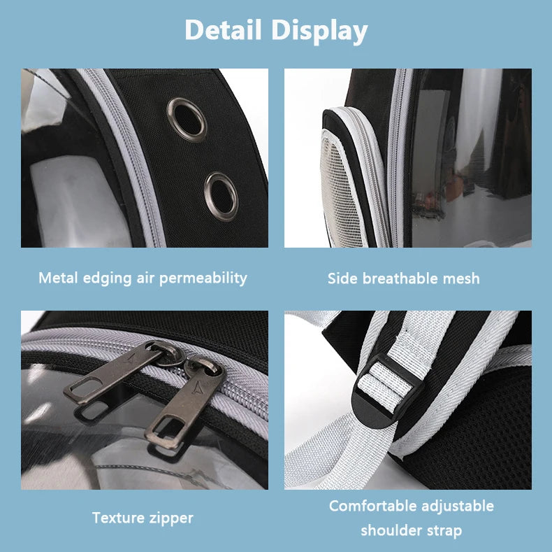 Pet Cat & Small Dog Carrying Backpack – Breathable Transparent Space Capsule Carrier for Travel, Hiking, and Daily Walks